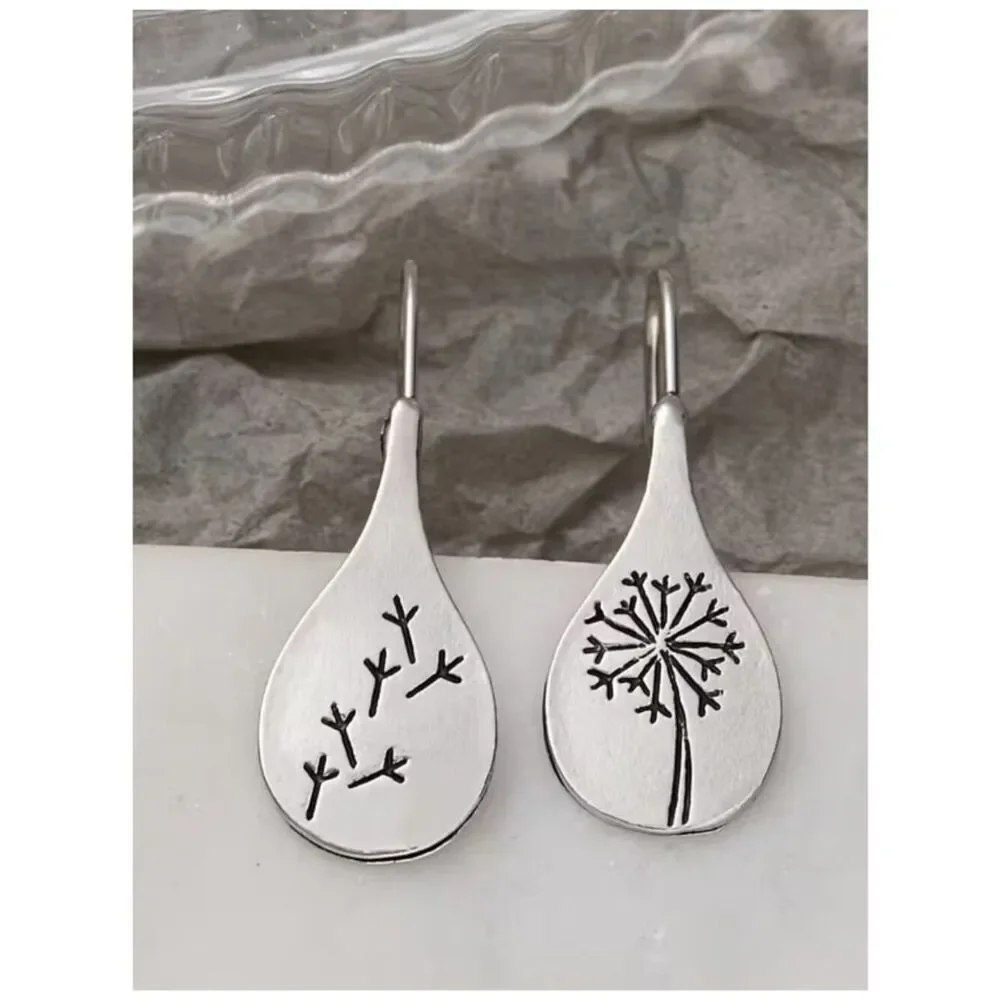Dandelion Minimalist Botanical Earrings Hypoallergenic Handmade Teardrop Simple
